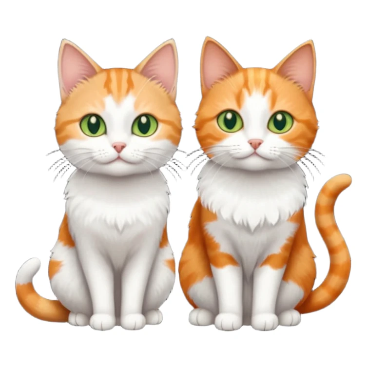 3 tiny different coloured short hair cats including a dark grey and white cat with green eyes, a ginger and white with orange eyes and a brown tabby and white with hazel eyes sticker