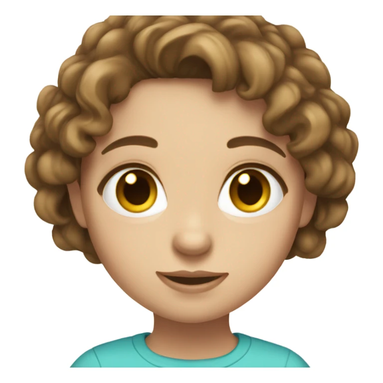 Brunette girl with light brown hair and brown eyes with sticker