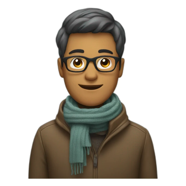 Man with glasses and scarf and on a wheelchair sticker