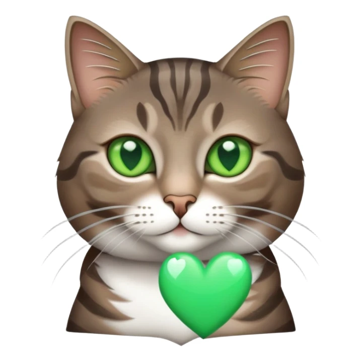 Grey Brown tabby cat and a white heart sticker