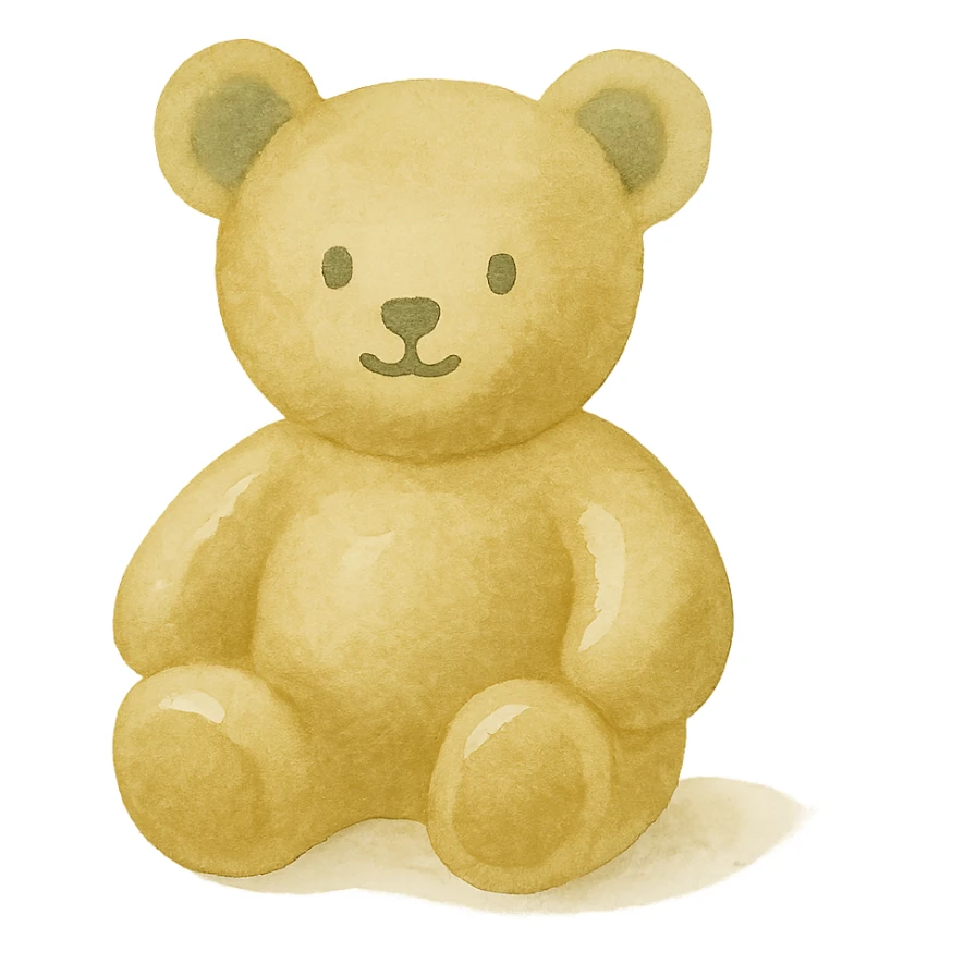 gold teddybear, metallic, shiny, icon sticker
