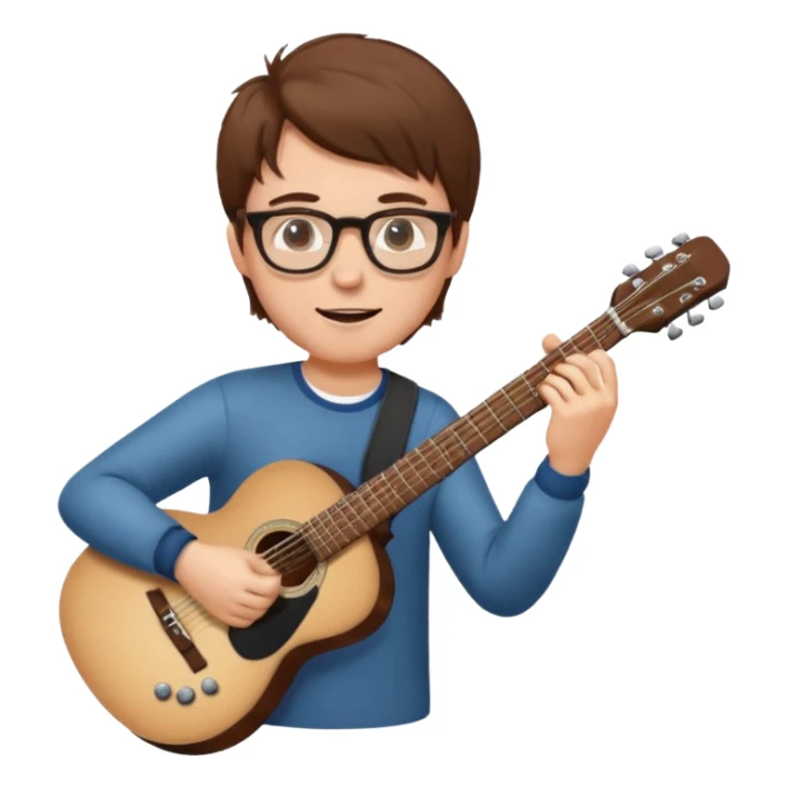 white Guy with glasses with brown hair playing a guitar sticker