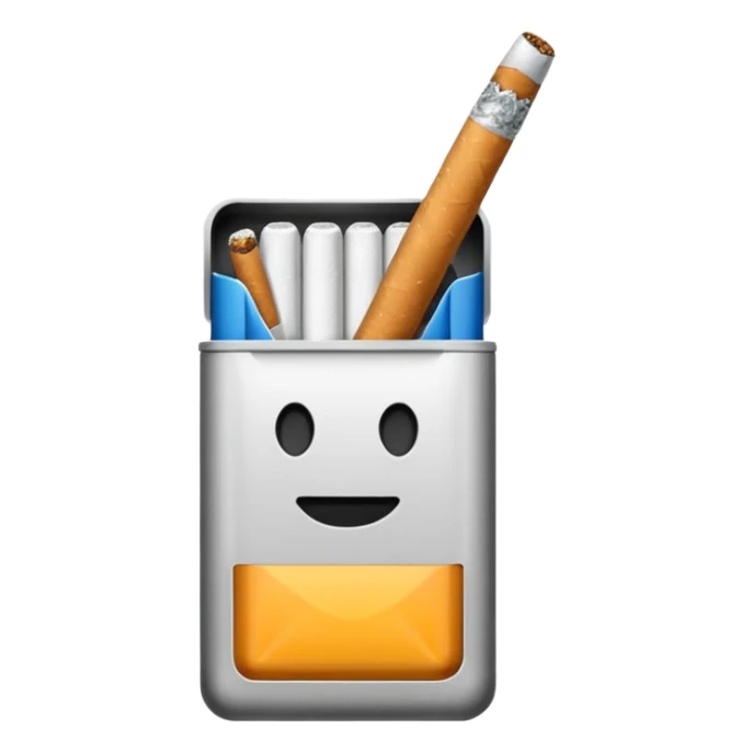 Minimalistic cigarette emoji, metallic black and white sticker