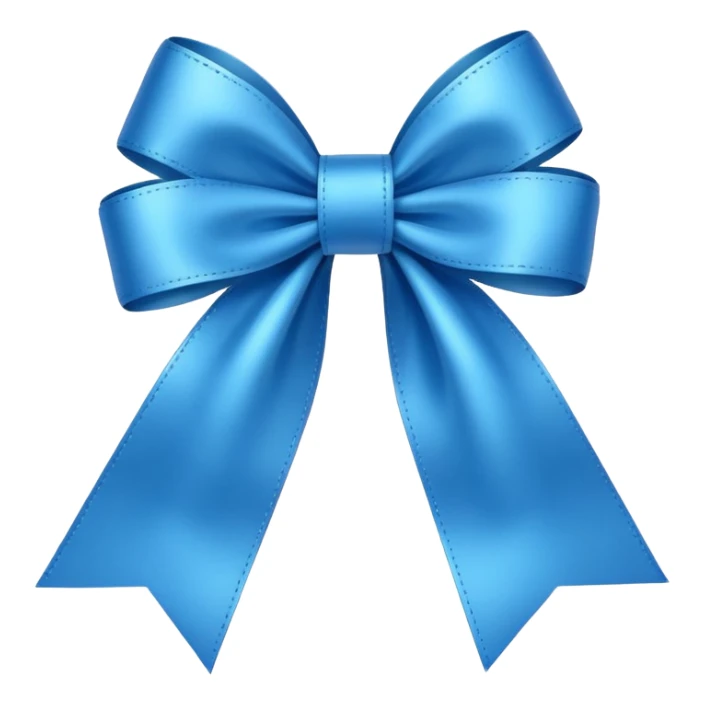 blue gift bow, shiny, emoji style sticker