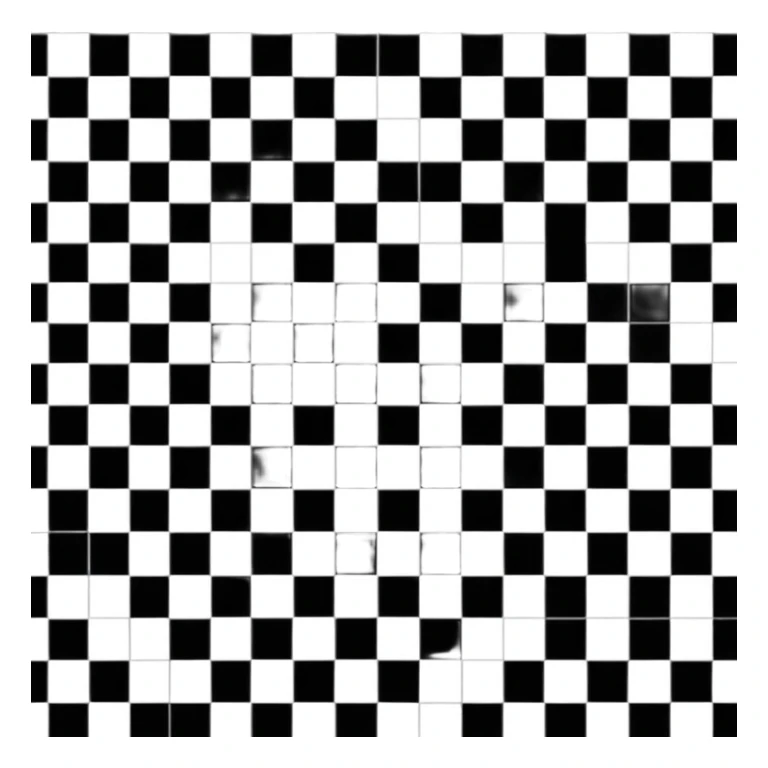 pure 8x8 checkerboard pattern with alternating black and white squares only, absolutely nothing else sticker