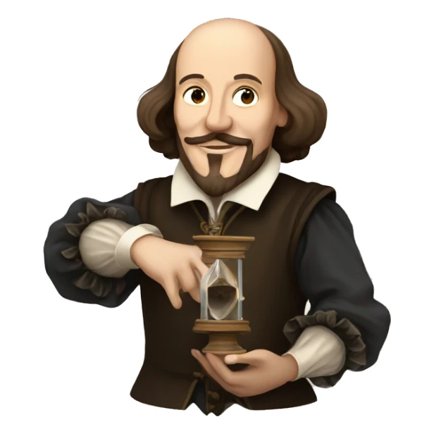 William Shakespeare holding an hourglass in his hand sticker