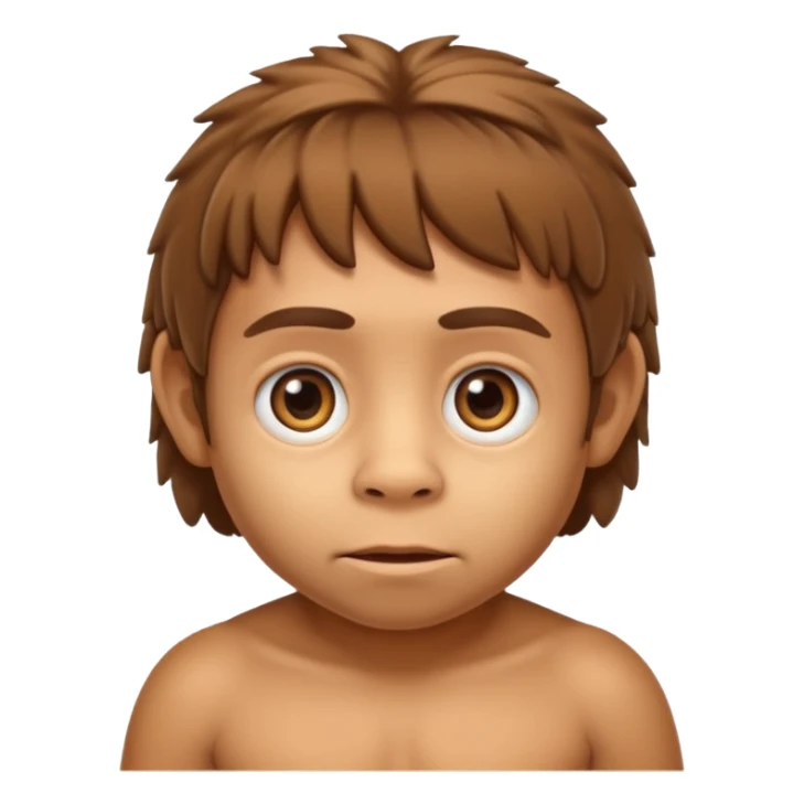 cute Neanderthal child with big eyes emoji style sticker