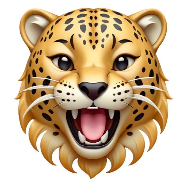 Cinematic Cute Yawning Jaguar Portrait Emoji, Head tilted slightly with a dramatic, wide-open yawn, showcasing a lithe, graceful build with distinctive rosette patterns and sleepy, half-closed eyes, Simplified yet irresistibly adorable features, highly detailed, glowing with a soft, cozy wild glow, high shine, relaxed yet expressive, stylized with a dash of whimsical feline charm, soft glowing outline, capturing the essence of a drowsy yet affectionate guardian that appears ready to stretch out for a nap! sticker