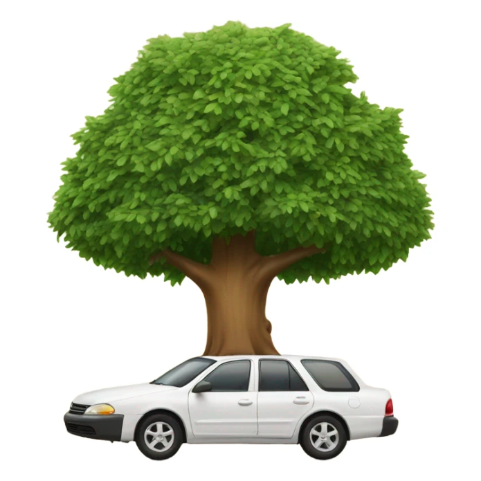 A car with a Christian tree on top of it sticker