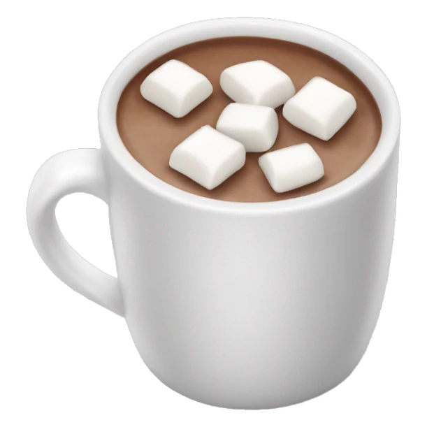 White mug of hot chocolate with marshmellows sticker