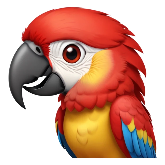 cinematic-cute-macaw-portrait-emoji,-head-tilted-playfully-and-inquisitively,-with-a-dazzling-red-plumage-and-round,-sparkling-eyes-filled-with-charm,-simplified-yet-irresistibly-adorable-features,-highly-detailed sticker