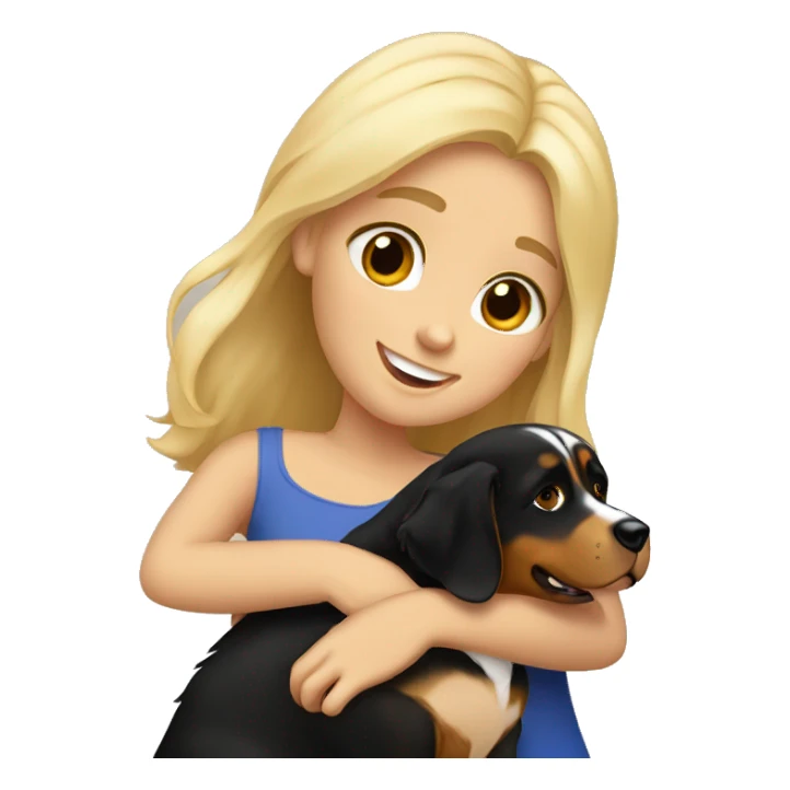 Blonde girl hugging Bernese mountain dog sticker