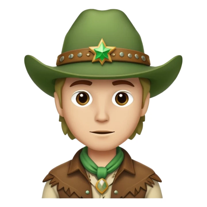 Cowboy wearing a green hat no star, western outfit sticker