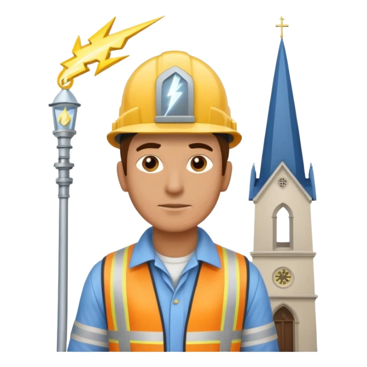 steeplejack man lightning conductor on a church spire sticker