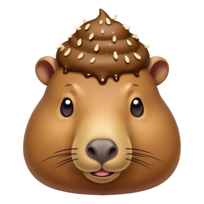 Capybara with a poop on his head sticker
