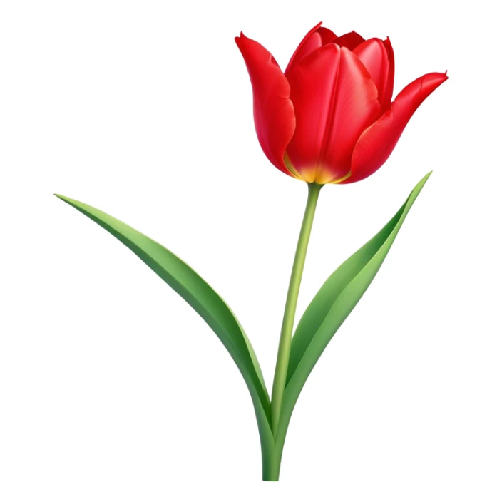 ​Cinematic Realistic Tulip, depicted as a single, exquisitely detailed bloom with vibrant red petals and a delicate stem, softly illuminated by natural light that highlights its graceful beauty and elegant form, sticker