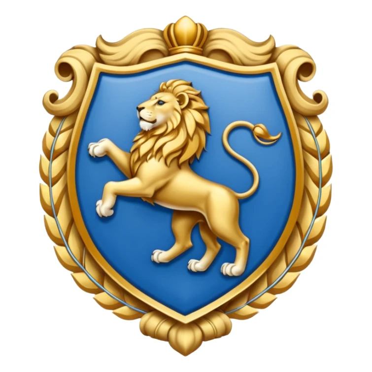 lion emblem with blue white and gold color sticker