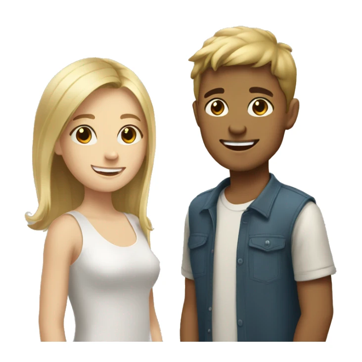 blonde girl smiling at brown haired boy sticker