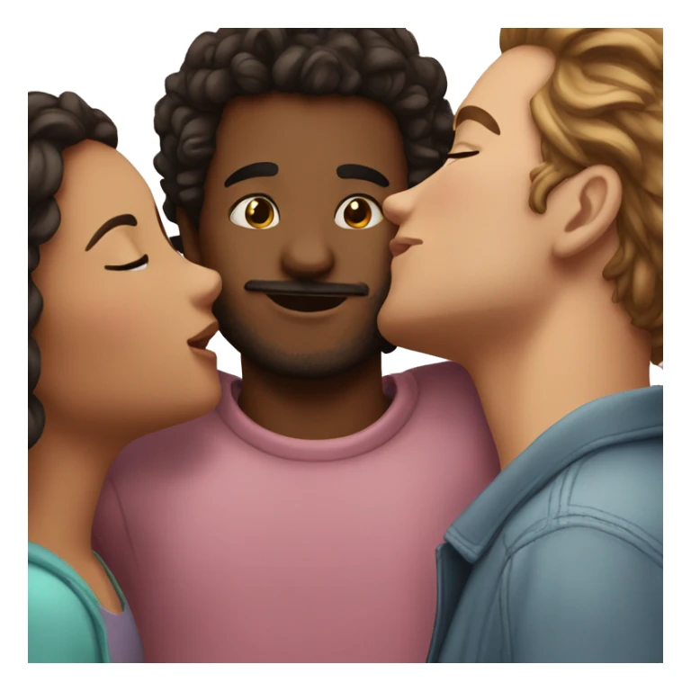 2 girls kissing a guy emoji sticker