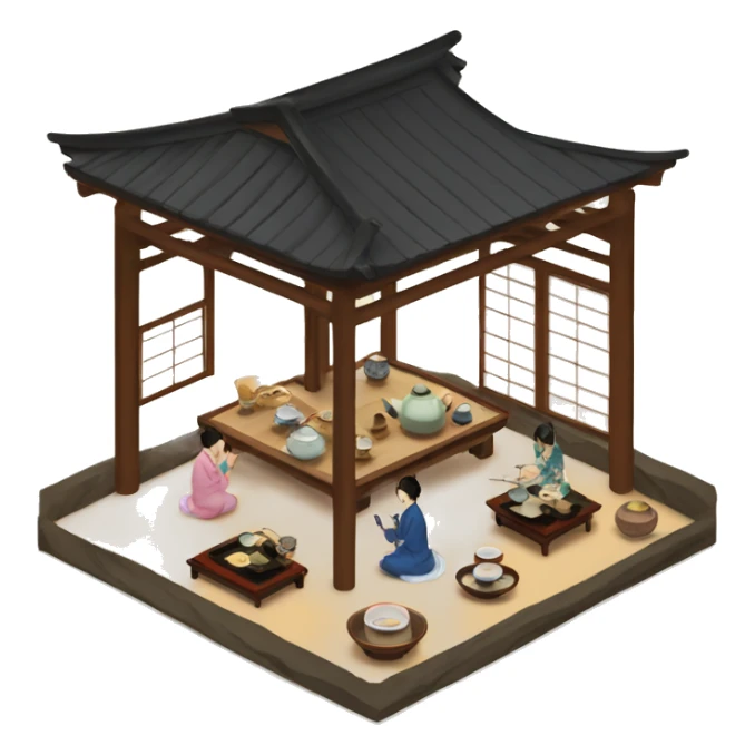 Tea ceremony in Japanese house  sticker