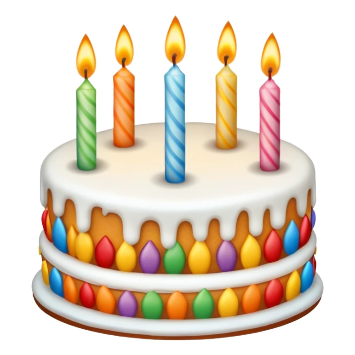 Birthday cake with candles and celebration sticker