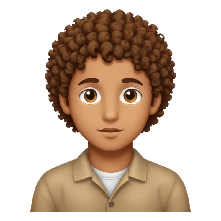 brown boy with curly hair with hear eyes sticker