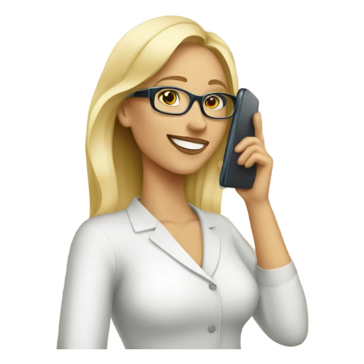 Beautiful Blonde woman wearing glasses calling on cell phone sticker