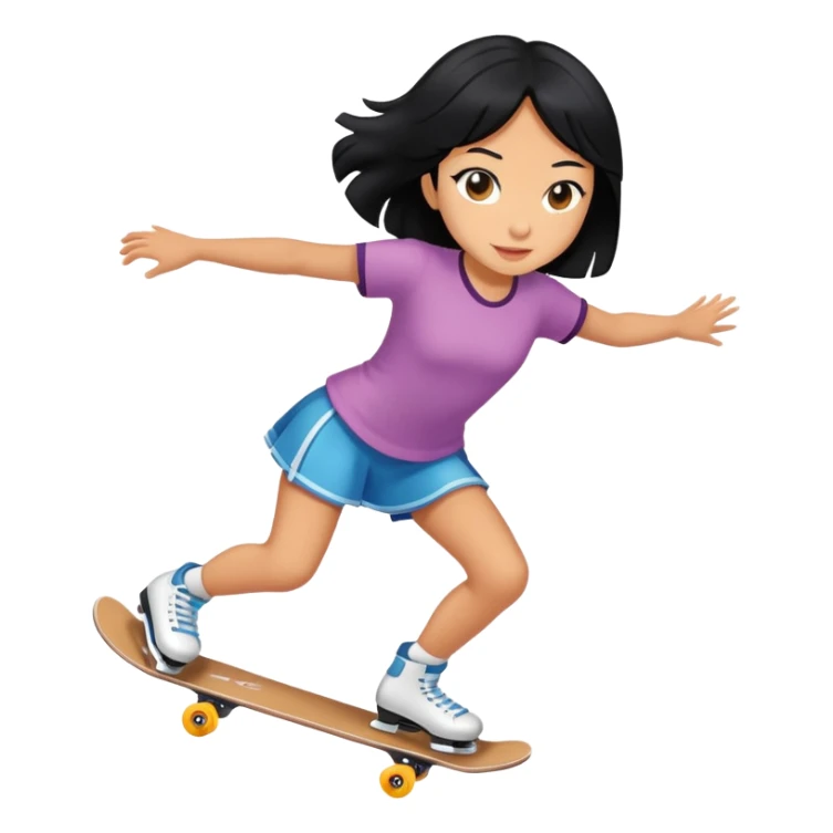 a girl with black hair and tan skin skating sticker