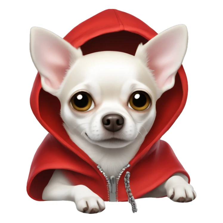 white chihuahua in a red hood sticker