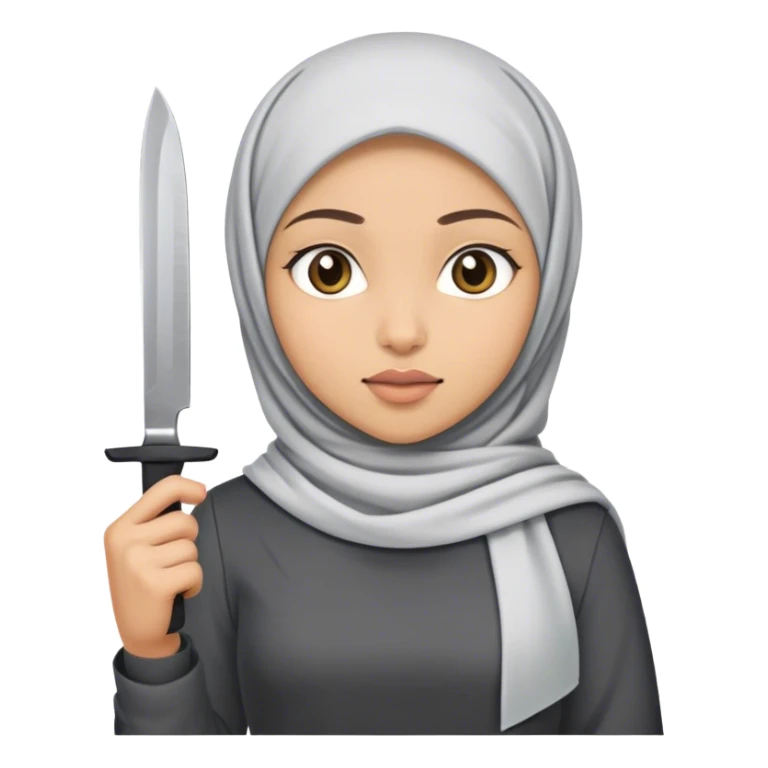 Light skin hijab girl holding a knife sticker