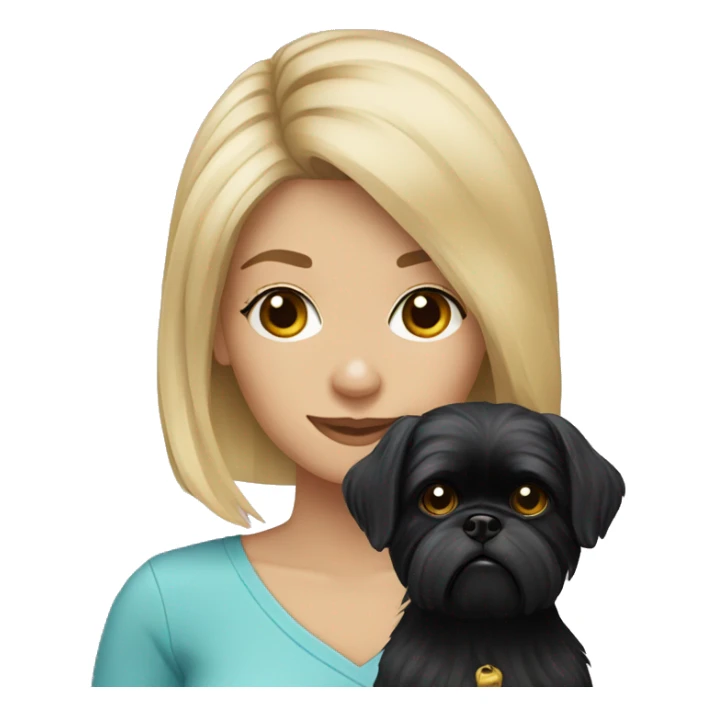 Blonde woman and black shih tzu dog  sticker