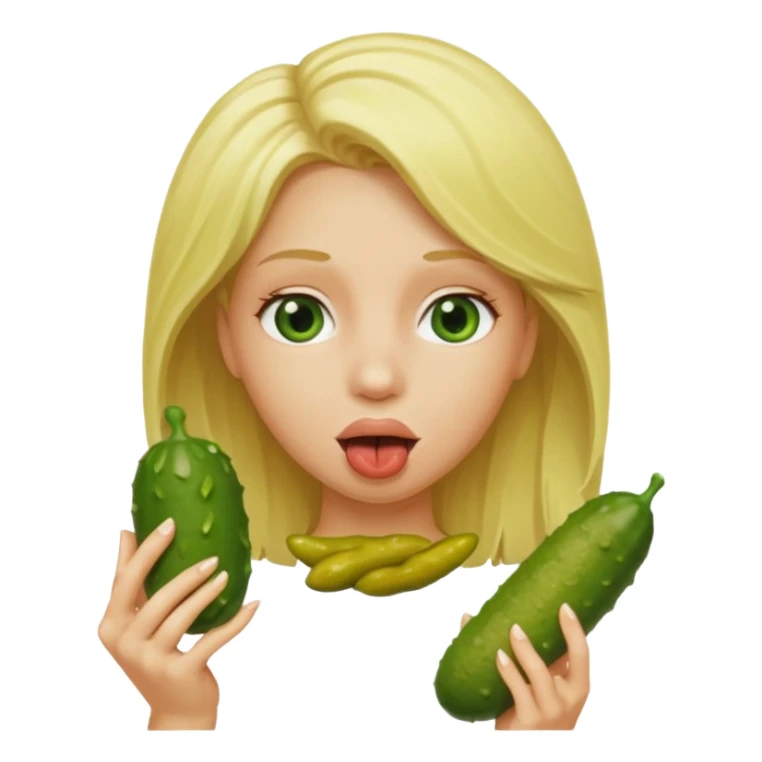 Blonde Naked woman pickle in mouth sticker