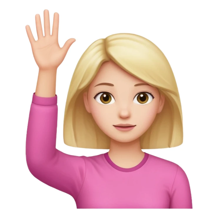 Girl with pink shirt hand up  sticker