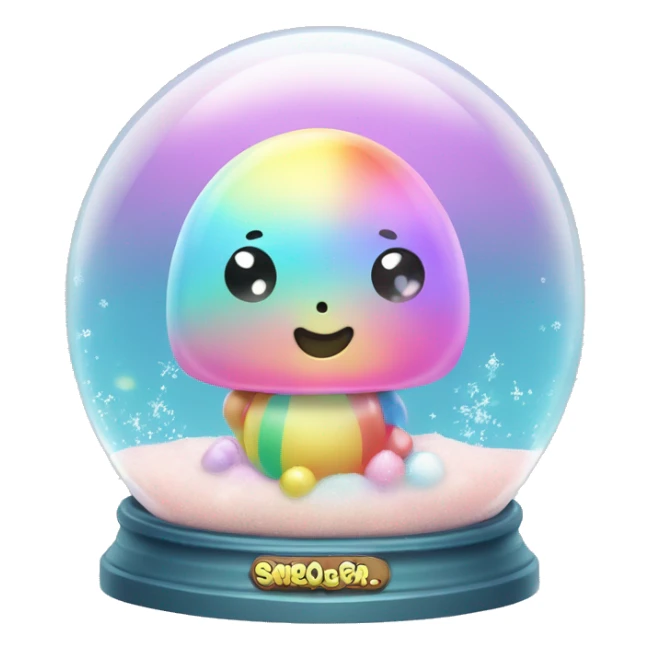 Kawaii rainbow pastel bedazzled bean with big butt in an under the sea snow globe  sticker