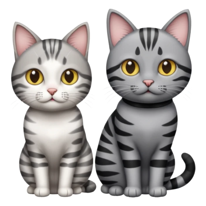 Gato gris atigrado y gato blanco con negro  sticker
