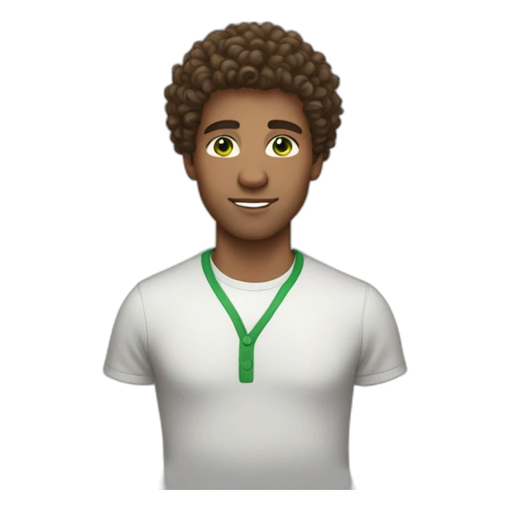 Mixed man. Brown Curley hair. Green eyes  sticker