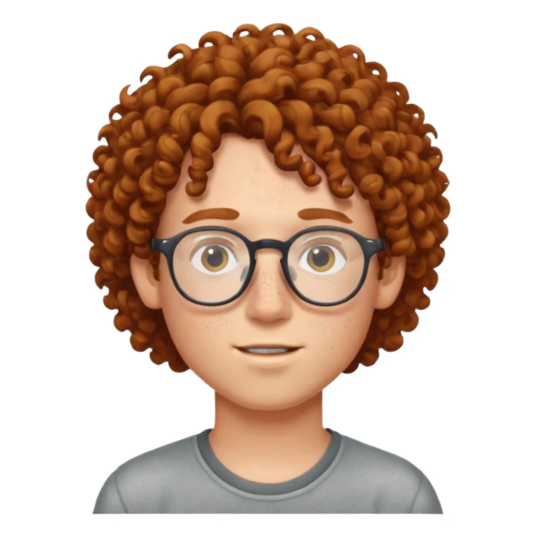freckled boy with curly hair with glasses sticker