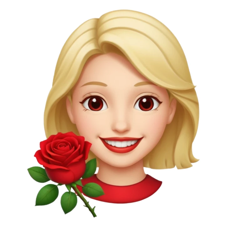 Happy face with rose in mouth sticker