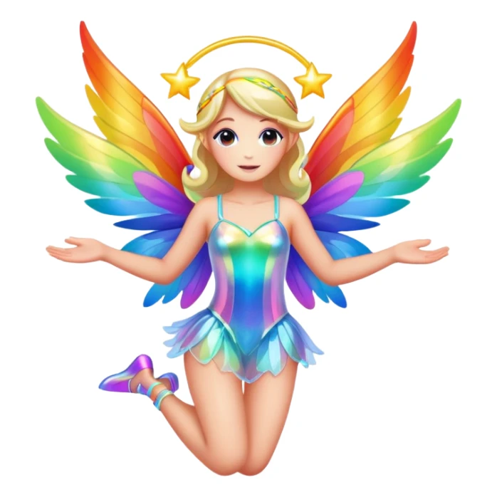 Iridescent fairy flying twinkle rainbow neon sticker