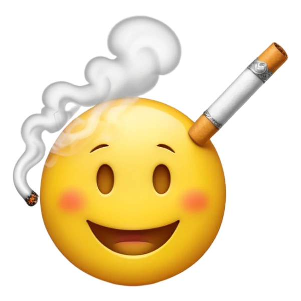 Make an emoji with a smiley face that smokes a cigarette sticker