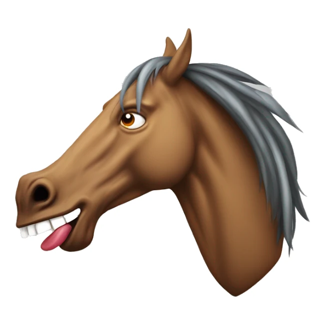 unhinged crazy long horse head with tongue sticking out sticker