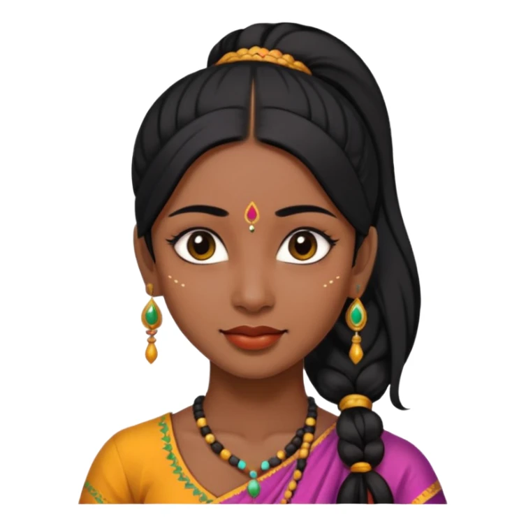 Indian lady with ponytail black hair sticker