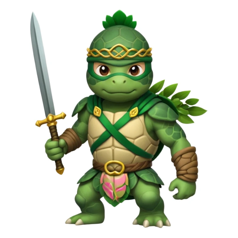 a turle ninja wearing laurel wreaths sticker