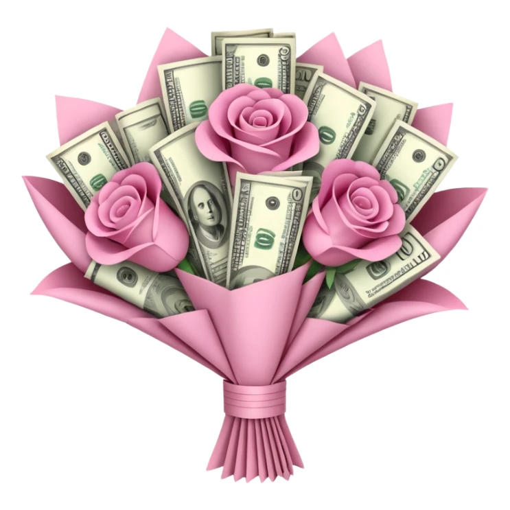 big pretty pink bouquet made of money sticker