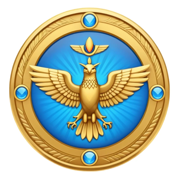 Colorful Faravahar symbol with gold disc and blue wings sticker