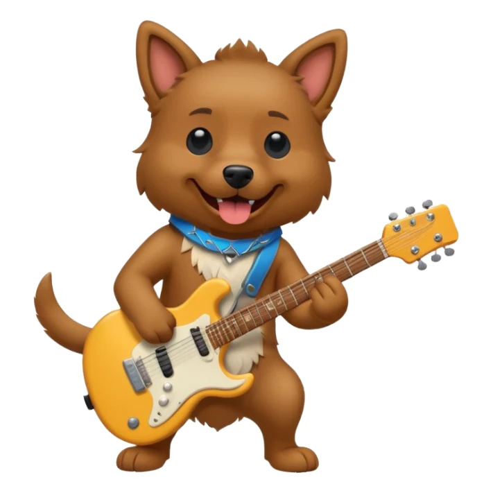 Dog shredding on an electric guitar sticker