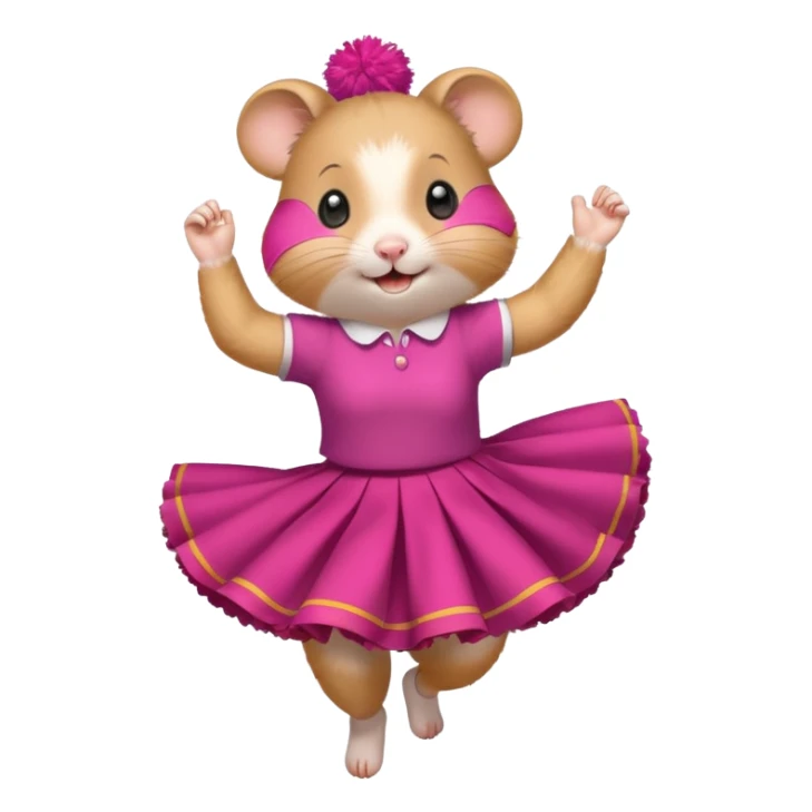 hamster girl dancing with skirt holging ponpon sticker