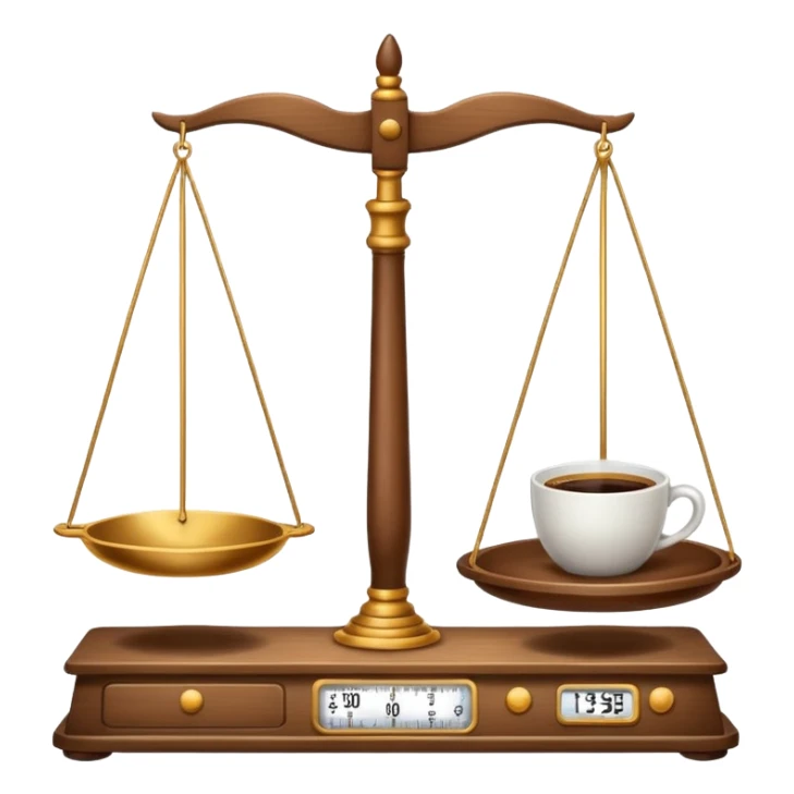 Simple balance scale with coffee on the strong side (left) and sleep/ bed on the weak side (right) sticker