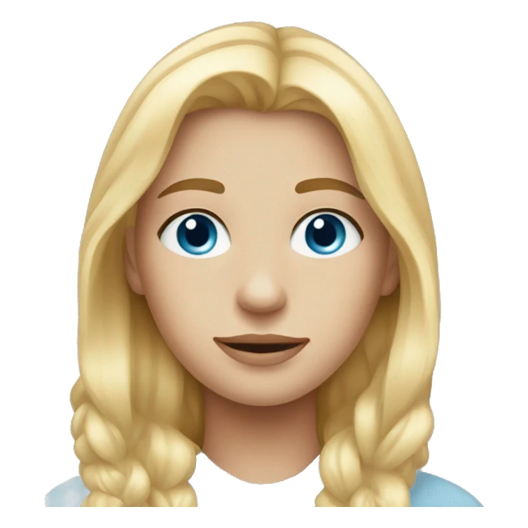 Blonde girl with blue eyes and a light Blue Pullover. sticker