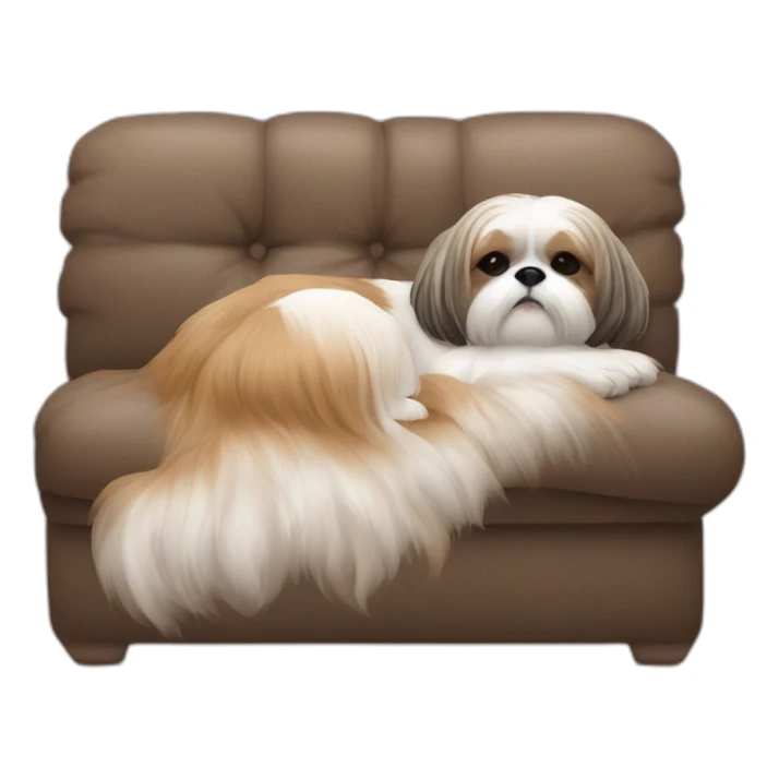 Shih tzu dog and human lady sleeping on couch sticker
